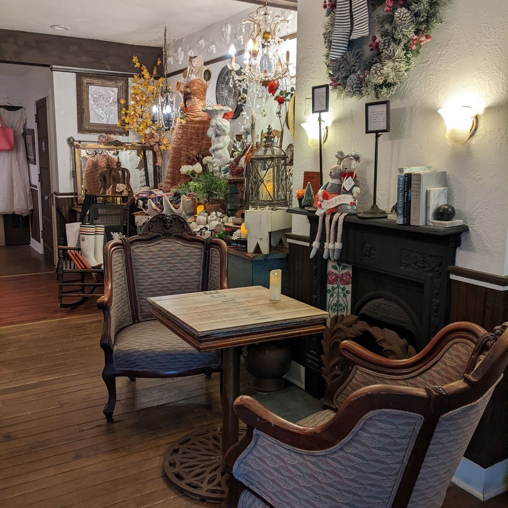 Inside seating and items for sale