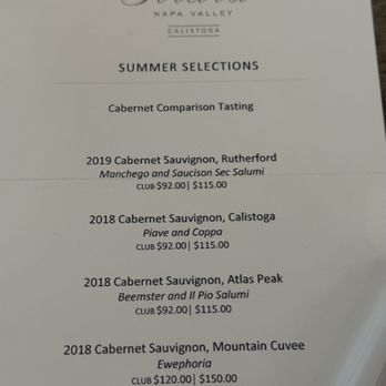Girard Winery - Cabernet Comparison Tasting Menu - Wine Tasting Room Near Me - Calistoga, California