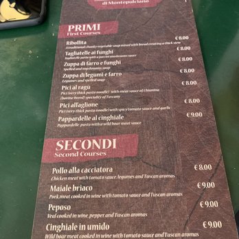 La Vineria - Menu (7/5/2019) - Wine Bars Near Me - Montepulciano, SI