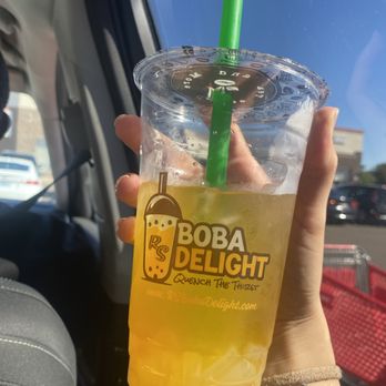 Rs Boba Delight - Passion Fruit Tea with Lychee Jellies & Mango popping boba - Bubble Tea Near Me - Scottsdale, Arizona Rs Boba Delight - Passion Fruit Tea with Lychee Jellies & Mango popping boba - Bubble Tea Near Me - Scottsdale, Arizona