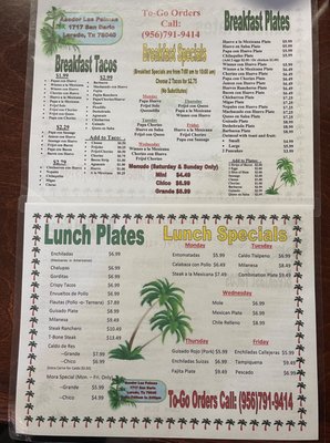 Menu photo 1 Asador Las Palmas Restaurant Laredo, TX