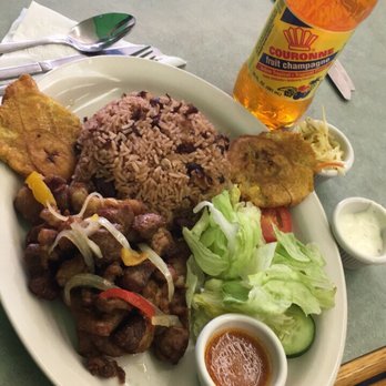 Caribbean Cafe - Fried pork with rice and beans - Haitian Near Me - Louisville, Kentucky Caribbean Cafe - Fried pork with rice and beans - Haitian Near Me - Louisville, Kentucky