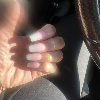 Wow Nails & Spa - Full set, acrylic, coffin shape with pink/white ombré powder by Jane. - Nail Salons Near Me - Palmdale, California Wow Nails & Spa - Full set, acrylic, coffin shape with pink/white ombré powder by Jane. - Nail Salons Near Me - Palmdale, California