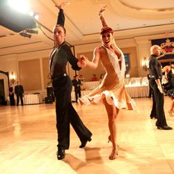 Modern Ballroom Dance Studio - Landra competing in Pro American Rhythm.