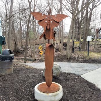 Harmony Afield - Harmony Afield - Indian Trail entrance by Bill Secunda 2019 - Luna Moth - Public Art Near Me - West Lafayette, Indiana