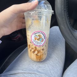 Jason Donut Kolache - Js special brown sugar milk tea, with boba