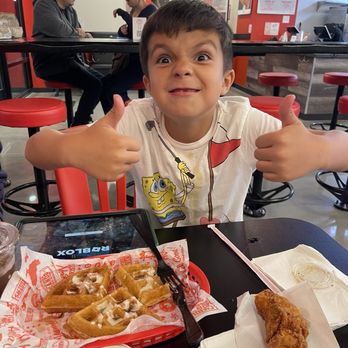 Urban Bird Hot Chicken - My son LOVING the waffles! - Chicken Shop Near Me - Pearland, Texas