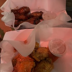 Truffalo wings and Jamaican BBQ wings