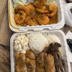 Big Island BBQ & TEA House - Spicy Garlic Shrimp Chicken Katsu Hawaiian Short Ribs