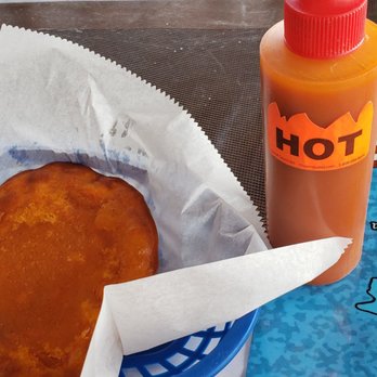 Cuisine De Jibarito - Un bacalaito ($2 codfish pancake, sorta) with pique, their hot sauce! - Puerto Rican Near Me - Melrose Park, Illinois