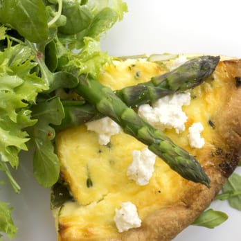Sassafraz - Asparagus and Broccolini Quiche Local feta / mixed greens. - French Near Me - Toronto, Ontario Sassafraz - Asparagus and Broccolini Quiche Local feta / mixed greens. - French Near Me - Toronto, Ontario