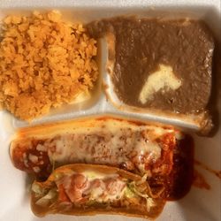 Mexican Deli - Chicken enchilada and taco plate