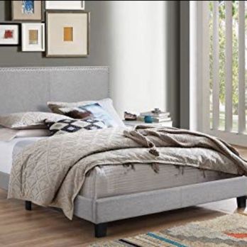 Furniture Liquidation & Overstock - Cal king upholstery bed frame with nail head finished. - Furniture Stores Near Me - Indio, California Furniture Liquidation & Overstock - Cal king upholstery bed frame with nail head finished. - Furniture Stores Near Me - Indio, California