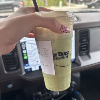 Better Buzz Coffee - Laguna Hills - Matcha buzz with banana and banana pudding top - Coffee & Tea Near Me - Laguna Hills, California Better Buzz Coffee - Laguna Hills - Matcha buzz with banana and banana pudding top - Coffee & Tea Near Me - Laguna Hills, California