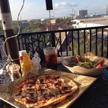 Pavilion Bar - BBQ chicken pizza and Greek salad - Bars Near Me - Charleston, South Carolina