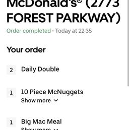 My actual order.