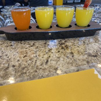 Scrambled - Flight of Mimosas! I just did 3 orange juice and 1 mango flavored! There's 2 other choices you can choose from. - Breakfast & Brunch Near Me - Henderson, Nevada Scrambled - Flight of Mimosas! I just did 3 orange juice and 1 mango flavored! There's 2 other choices you can choose from. - Breakfast & Brunch Near Me - Henderson, Nevada