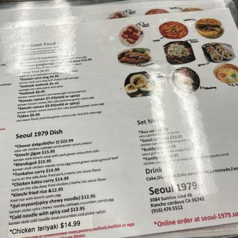 Seoul 1979 - Menu 12/2024 - Japanese Near Me - Rancho Cordova, California