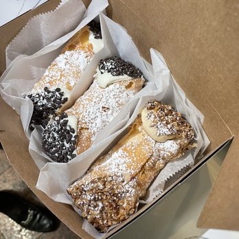 Mike's Pastry - Chocolate Chip Cannoli Pecan caramel cannoli - Bakeries Near Me - Boston, Massachusetts