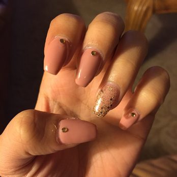 Cutie Nails - Coffin acrylics with golden studs. - Nail Salons Near Me - Chula Vista, California Cutie Nails - Coffin acrylics with golden studs. - Nail Salons Near Me - Chula Vista, California