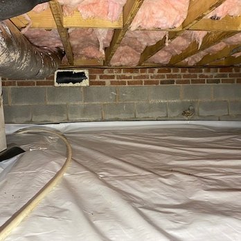 Crawl Space Brothers - View of sealed vent liner and new insulation - Waterproofing Near Me - Raleigh, North Carolina