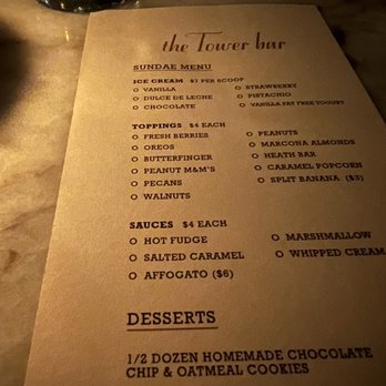 Tower Bar - Sharpen your pencil and Save room for the Sundaes! Not inexpensive but looks like fun - New American Near Me - Los Angeles, California Tower Bar - Sharpen your pencil and Save room for the Sundaes! Not inexpensive but looks like fun - New American Near Me - Los Angeles, California