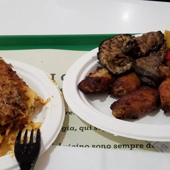 Pompeii - Parco Archeologico - lasagna on the left for 6 euros and chicken and grilled veggies for 9. - Landmarks & Historical Buildings Near Me - Pompei, NA