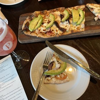 Pinstripes - Chicken & Avocado Club flatbread with a Sangrio - Bowling Near Me - North Bethesda, Maryland Pinstripes - Chicken & Avocado Club flatbread with a Sangrio - Bowling Near Me - North Bethesda, Maryland