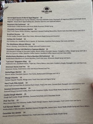 Menu photo 1 The Red Oak Restaurant Bristol, WI