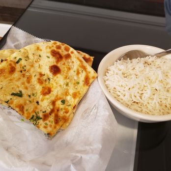 Mehak Indian Restaurant - Garlic Naan and rice. - Indian Near Me - Chantilly, Virginia