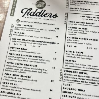 Fiddlers - Menu - Seafood Near Me - St. Simons, Georgia