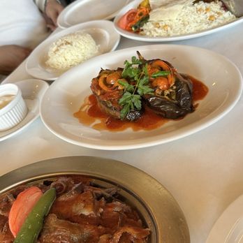 Cafe Istanbul - Iskander kebob and eggplant dish Imam Bayildy. - Turkish Near Me - Chicago, Illinois