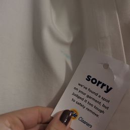 Found this note on a hanger after taking our curtains in to be cleaned. Found this note on a hanger after taking our curtains in to be cleaned.