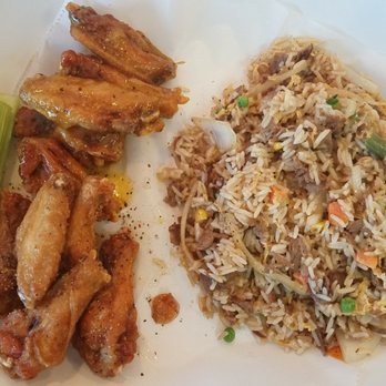 Wings 101 - Wings and fried rice combo - honey garlic and lemon pepper wings - Salad Near Me - Atlanta, Georgia Wings 101 - Wings and fried rice combo - honey garlic and lemon pepper wings - Salad Near Me - Atlanta, Georgia