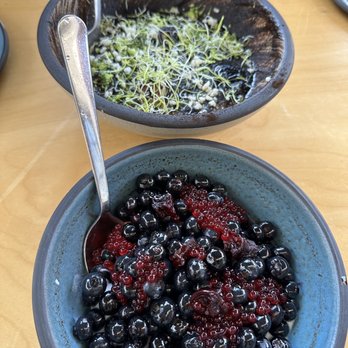 Destroyer - Koshihikari Rice Porridge (back) forbidden orchard blueberries (front) - New American Near Me - Culver City, California Destroyer - Koshihikari Rice Porridge (back) forbidden orchard blueberries (front) - New American Near Me - Culver City, California