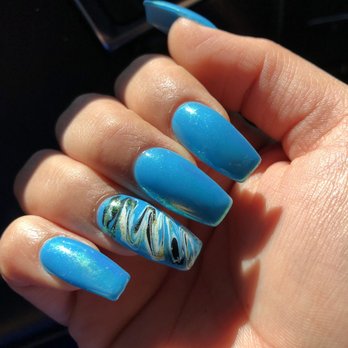 Bee Polished Nails & Spa - Marble accent nails with a glitter blue gel and some unicorn holographic powder! - Waxing Near Me - Upland, California Bee Polished Nails & Spa - Marble accent nails with a glitter blue gel and some unicorn holographic powder! - Waxing Near Me - Upland, California