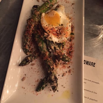 Laurel Hardware - Asparagus topped with an egg, so delicious!! - New American Near Me - West Hollywood, California