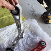 Photo of EVFixMe - Costa Mesa, CA, United States. Replacement of broken OEM rear Tesla camber arm with super strong, adjustable N2itive SX-1 camber arm!