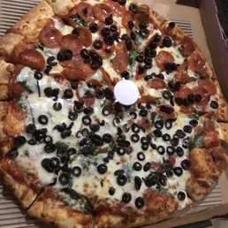 XL half olives, spinach other half the same just pepperoni