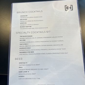 Eating House - Menu - Beer, Wine & Spirits Near Me - Miami, Florida