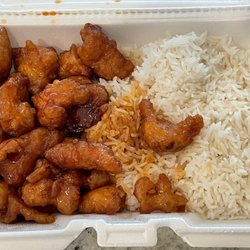 KS Asian Cuisine - Orange chicken and white rice