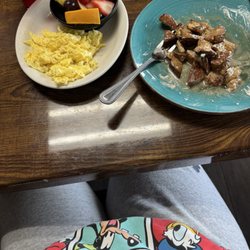 Cafe One - My breakfast: fruit scrambled eggs and gluten free French toast yum!