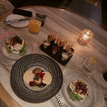 Bourbon Steak - Wedge salad and bacon wrapped scallops - Steakhouses Near Me - New York, New York Bourbon Steak - Wedge salad and bacon wrapped scallops - Steakhouses Near Me - New York, New York
