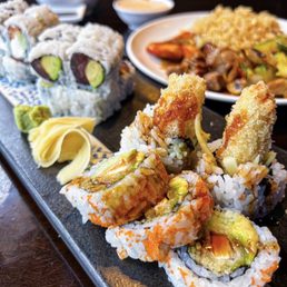 a variety of sushi and rolls a variety of sushi and rolls
