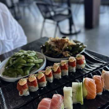 Oku - Way of The Dragon Roll, Rainbow Roll, Edamame, Shishito peppers - Sushi Bars Near Me - Santa Barbara, California
