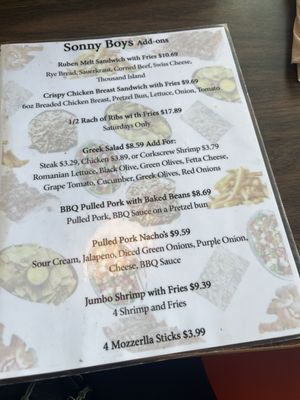 Menu photo 2 Sonny Boy Restaurant Bridgeport, OH