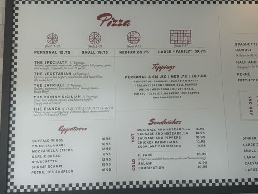 Menu photo 3 Petrillo's Pizza Glendora, CA