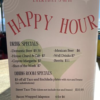 Coyote Grill - Happy Hour Menu - Mexican Near Me - Laguna Beach, California Coyote Grill - Happy Hour Menu - Mexican Near Me - Laguna Beach, California
