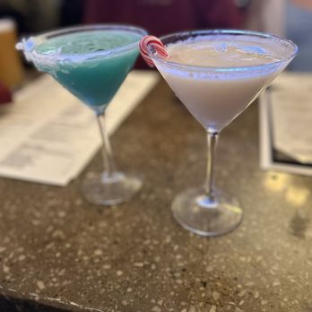 The Claremont Tavern - Jack Frost martini and white bark peppermint martini - American Near Me - Bernardsville, New Jersey The Claremont Tavern - Jack Frost martini and white bark peppermint martini - American Near Me - Bernardsville, New Jersey