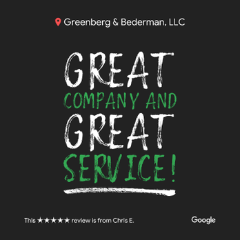 Greenberg & Bederman - "Great company and great service!" -- Actual Client - Personal Injury Law Near Me - Silver Spring, Maryland Greenberg & Bederman - "Great company and great service!" -- Actual Client - Personal Injury Law Near Me - Silver Spring, Maryland